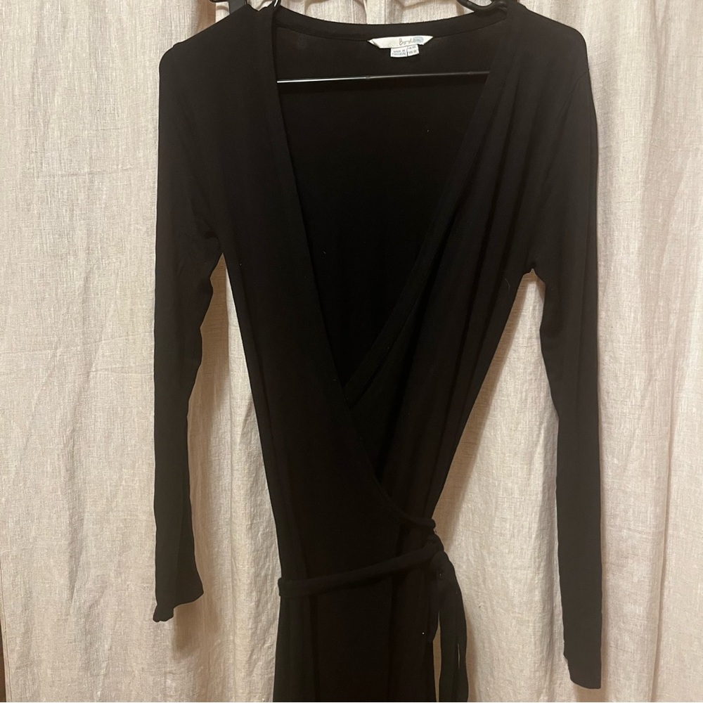 Boden Black Wrap Dress Long Sleeve